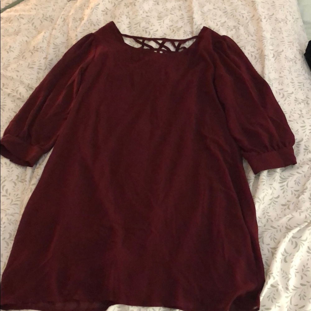 Maroon flared mini dress